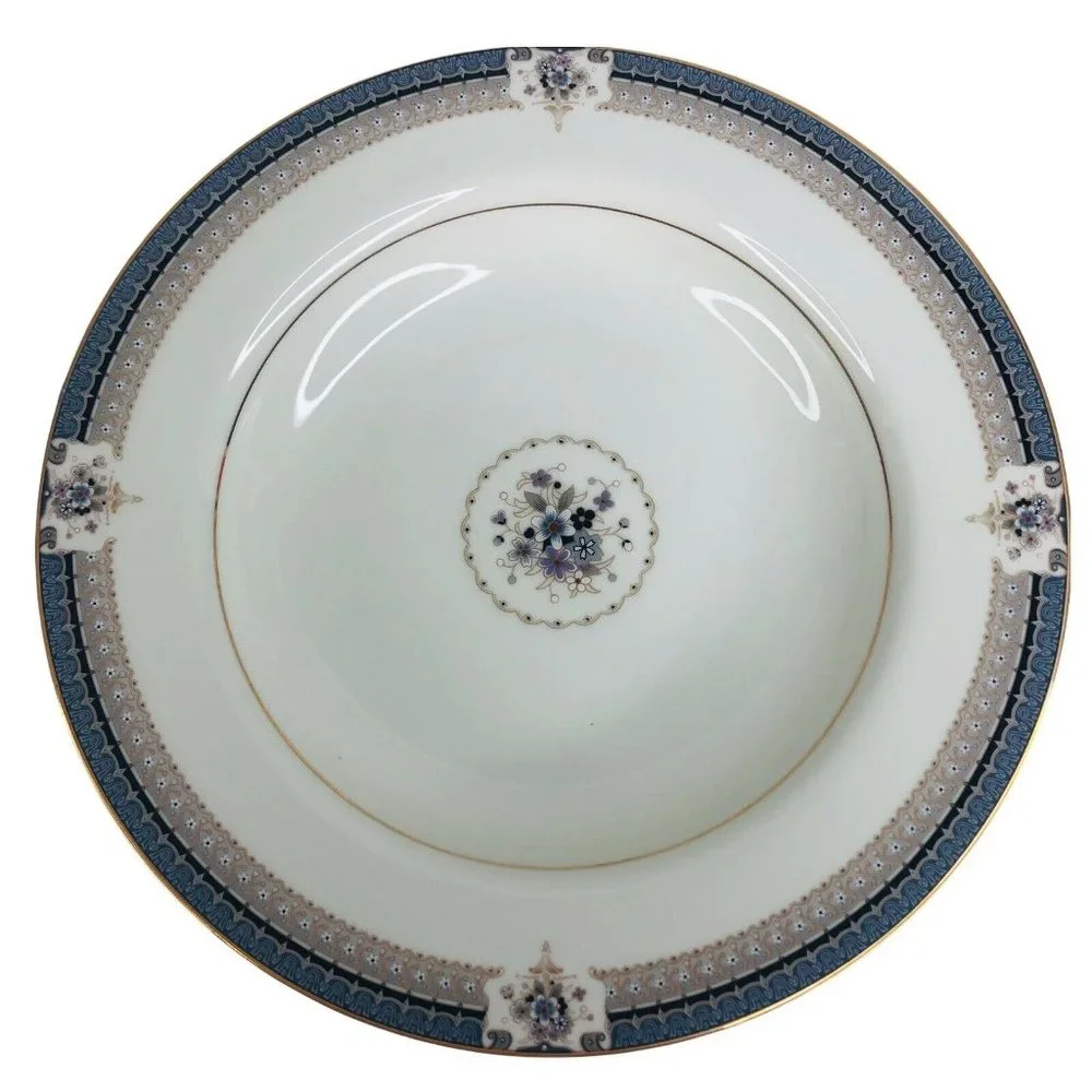 5‎ Mikasa Grande Ivory Tropez Rim Soup Bowls L5504 Japan 8 1/2” VTG Gray Floral